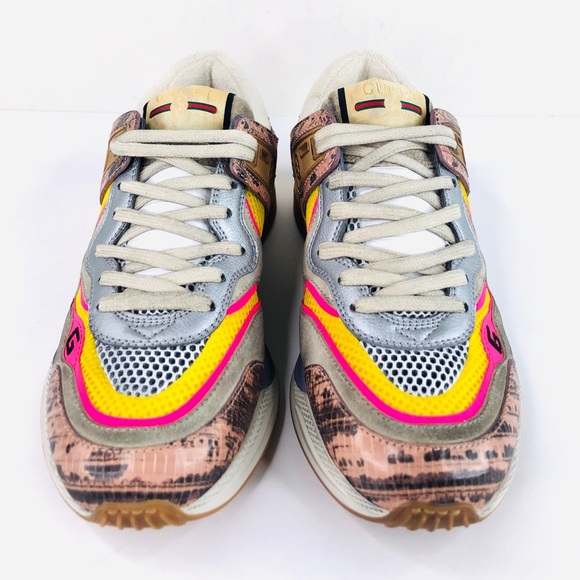 Used GUCCI Ultrapace Snake Leather Distressed Sneakers - Picture 11 of 14